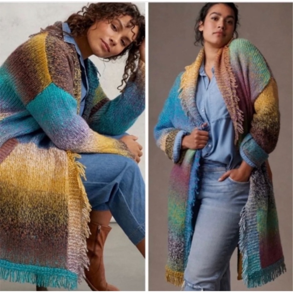 Anthropologie Natalia Fringed Cardigan EUC - 1X